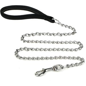 Heavy Duty Dog Leash,5.25FT Metal Dog Leash Dog Chain with Comfortable Handle for Medium & Large Size Dogs , Improved Dog Safety & Comfort （Black）