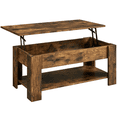 thumbnail image 1 of FullFurnique Table Basse Relevable avec Compartiment Caché et Étagère Ouverte, Brun Rustique, 1 of 7