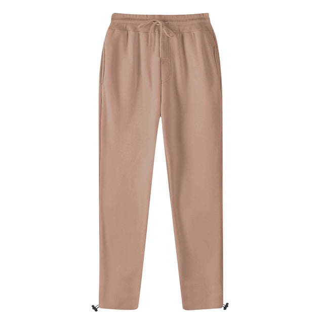 Mefallenssiah Full Length Pants Clearance Men'S Sports Leisure Pocket Solid Color Elastic Waist Drawstring Straight Leg Retractable Hem Design Long Pants