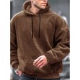 thumbnail image 3 of FOCUSNORM Men Plush Loose Hoodies Solid Color Drawstring Hooded Sweatshirts Long Sleeve Tops Fall Winter Casual Pullovers, 3 of 7