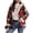 Red, variant on Women's Plaid Sherpa Jacket, Oversized Hooded Fleece Coat, Long Sleeve Zip Up Casual Outerwear with Pockets