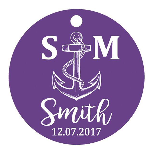 100 Pcs Initiale Personnalisée avec Ancre Cadeau de Faveur de Mariage Papier Tags Fait sur Mesure Rond Hang Tags