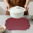 thumbnail image 4 of Solid Placemats Set of 6 Leather Placemats for Kitchen Dining Table Decor Washable Heat Resistant Table Placemats Sturdy Table Mat Wine Red 17.7*11.8inch, 4 of 6