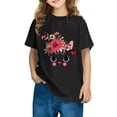 thumbnail image 1 of Rbaofujie T-Shirts pour Fille à Manches Courtes, Jolis T-Shirts Graphiques à Col Rond, Imprimé de Chat de Dessin Animé, Hauts d'Été, 1 of 4