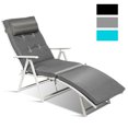 thumbnail image 2 of Costway Chaise Longue Pliante d'Extérieur avec Coussin Gris, 2 of 10