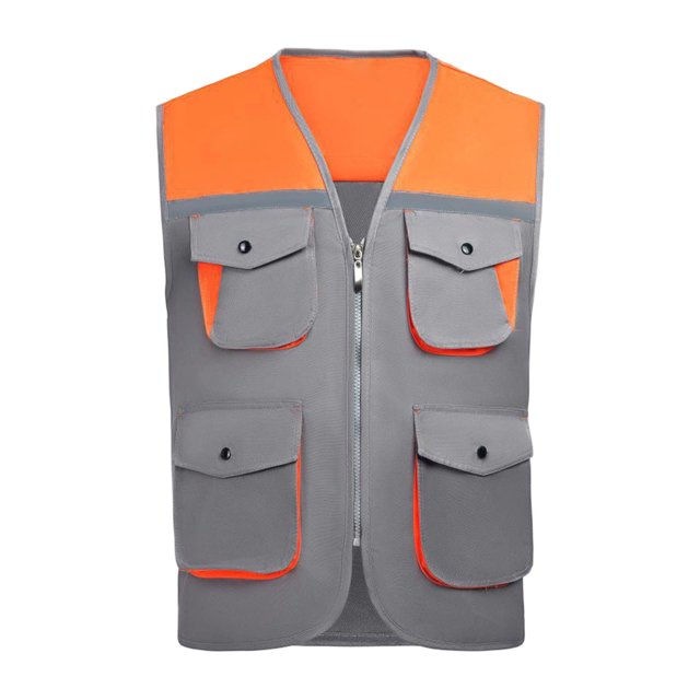 Mineart Safety Vest for Men Reflective Hi Vis Zip Up Work Waistcoat Multi Pocket for Outdoor Working