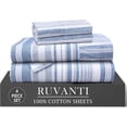 thumbnail image 1 of RUVANTI 4 Pcs Cotton Sheets - 100% Natural Cotton Soft, Lightweight & Breathable Crispy Percale Bed Sheets, Twin Sheets Set 16" Deep Pockets, Naval Blue, 1 of 8