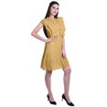 thumbnail image 3 of Moomaya Womens Ruffle Sleeve A,Line Schiffli Dress Solid Designer Party Dress, 3 of 6
