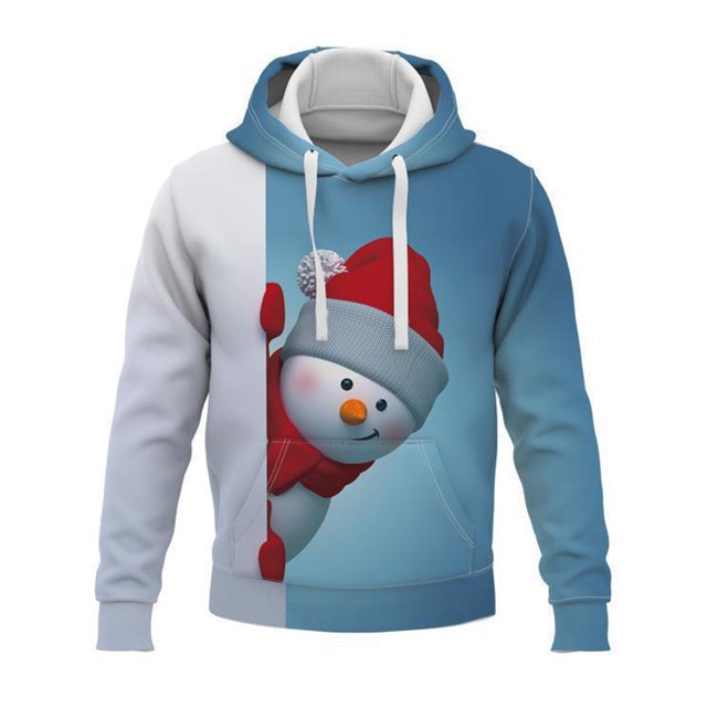 Tenmix Sweat à Capuche Homme Impression 3D Coupe Régulière Noël avec Cordon de Serrage Style R S
