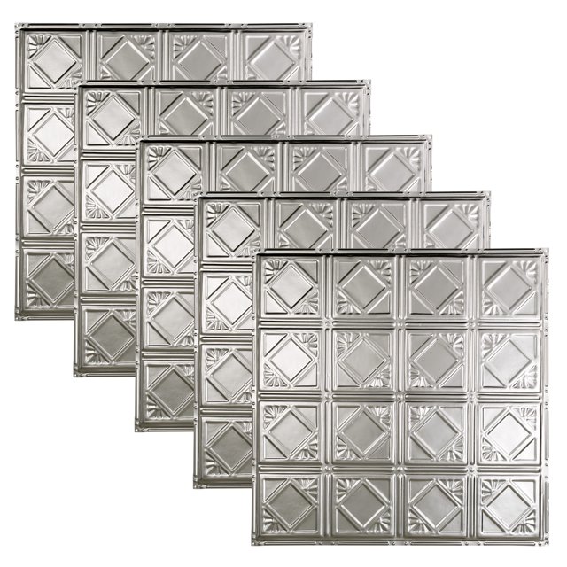 Great Lakes Tin Ludington Clear 2ft x 2ft Nail Up Ceiling Tiles (5 Pack)