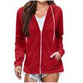 thumbnail image 1 of Yuyuzo Womens Hoodies Long Sleeve Full Zip up Basic Sweatshirts Drawstring Jacket Coat with Pockets, 1 of 7