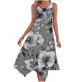 thumbnail image 2 of Ovzne Robes pour Femmes 2025 Robe d'Été Robes pour Femmes Sans Manches Col Rond à Cordon Décontractée à Volants Robe Trapèze Courte Robe Grande Taille Liquidation, 2 of 6