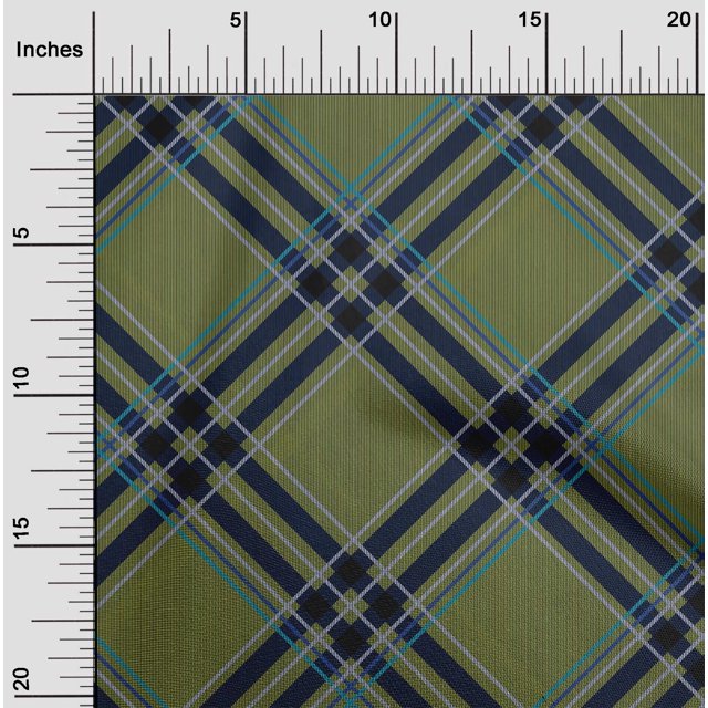 oneOone Cotton Silk Fabric Tartan Check Printed Craft Fabric BTY 42 Inch Wide