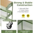 thumbnail image 2 of 3 Tier Rolling Cart with Table top, Metal Rolling Utility Cart, Storage Organizer Cart with Locking Wheels & Hooks for Office, Classroom, Kitchen and Bathroom, Green, 2 of 7