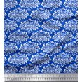 thumbnail image 1 of Soimoi Blue polyester Crepe Fabric Filigree Damask Print Sewing Fabric Yard 42 Inch Wide, 1 of 3