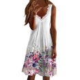 thumbnail image 2 of SMihono Robes Bohèmes d'Été Femmes Grande Taille Mode Femmes Décontracté Aguichant Col en V Uni Été Dentelle Sans Manches Robe Mini, 2 of 4