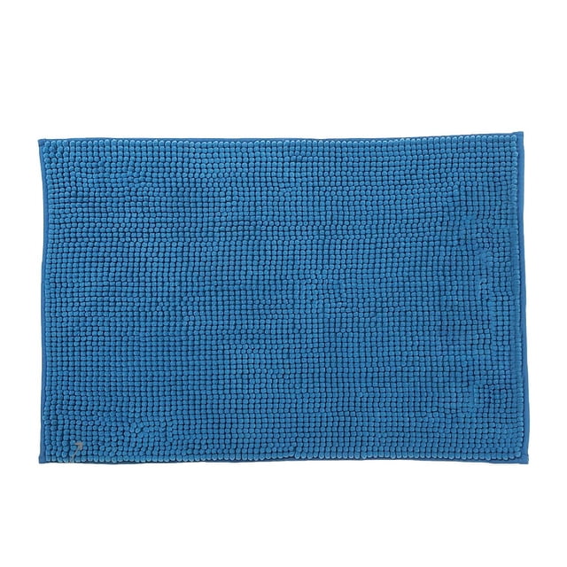 Tapis de Bain en Chenille Uni 20X28 Bleu à Forme Rectangulaire, surface en Tissu Chenille Peluche avec Boucles dense et Douce, et Dessous Antidérapant, Conçu pour la Salle de Bain pour Offrir Absorption et Confort, Convient Aussi comme Tapis de Sol Doux pour Entrées Ou Cuisines.