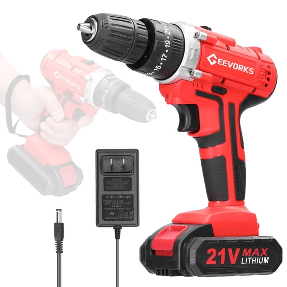 Household Multifuctional 21V Electric Drill 3 Working Modes 2 Speed Control Stepless Speed Regulation Rotation Ways Adjustment 25 Gears of Torques Adjustable Lithium Screwdriver