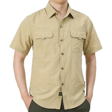 breaise T-Shirt Décontracté à Boutons pour Hommes Grande Taille, Léger, à Manches Courtes, Chemise de Pêche UPF 50, Séchage Rapide, Randonnée, Voyage, Safari
