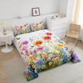 thumbnail image 4 of Colorful Flowers Comforter&nbsp;Set Jungle Plant Down Comforter,Boho Floral King Bedding Set,Botanical Leaves Quilt Set Country Butterfly Rustic Home Decor, 4 of 7