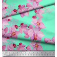 thumbnail image 2 of Soimoi Poly Georgette Fabric Bird & Orchids Flower Print Sewing Fabric Yard 42 Inch Wide, 2 of 3