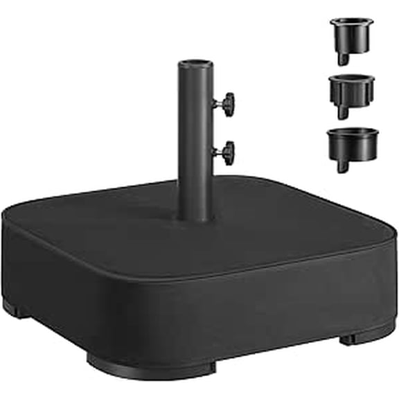 Heavy-Duty Square Patio Umbrella Stand - Sand Fillable Base (88 lb Capacity) for 5-10 ft Umbrellas, Fits Poles of Various Diameters, Black