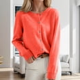 thumbnail image 2 of 2025 Women's Cardigan Sweater Classic Womens Plus Cardigans Crew Neck Button Collar Womens Loose Cardigan Knit Front Open, 2 of 4