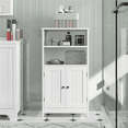 thumbnail image 2 of FullFurnique Meuble Bas de Salle de Bain 5 Niveaux avec Double Porte et Étagère Réglable, Blanc, 2 of 8