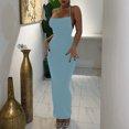 thumbnail image 3 of Birdeem Robe Longue d'Été pour Femmes Couleur Unie Mode Aguichant Dos Ouvert à Lacets Soutien-Gorge Robe à Col Suspendu, 3 of 7