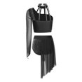 thumbnail image 4 of Runhomal Haut Court Deux Pièces pour Femme avec Strass Lyriques et Short Tenue de Danse Moderne Noir TG, 4 of 5