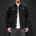 thumbnail image 2 of Black Long Sleeve for Mens Winter Fall Denim Hippie Vintage Western Ripped Renaissance Peasant Ethnic Motorcycle Distressed Plain Steampunk Coat Mens Button 2025 M, 2 of 9