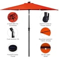 thumbnail image 4 of Gymax Parasol de Marché pour Table de Patio de 9 Pi avec 18 Lumières DEL Solaires et Base Robuste Orange, 4 of 9