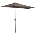 thumbnail image 1 of Outsunny 9ft Half Round Umbrella Outdoor Balcony Parasol w/ 5 Ribs Coffee, 1 of 10