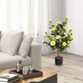 thumbnail image 2 of Gymax 38'' Artificial Camellia Tree Faux Floral Plant Fake Tree for Decoration Yellow, 2 of 7