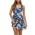 thumbnail image 2 of Ovzne Robes pour Femmes Robe de Plage Robe Décontractée et à la Mode pour Femmes Imprimée Col Rond Sans Manches avec Poche Robe Courte Décontractée Robe de Printemps Imprimée Liquidation, 2 of 6