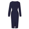thumbnail image 3 of CEHVOM Robe Décontractée pour Femmes, Unie, Ample, à Ourlet Volanté, à Fermeture Éclair, à Manches Longues, à Col en V, en Solde, 3 of 5