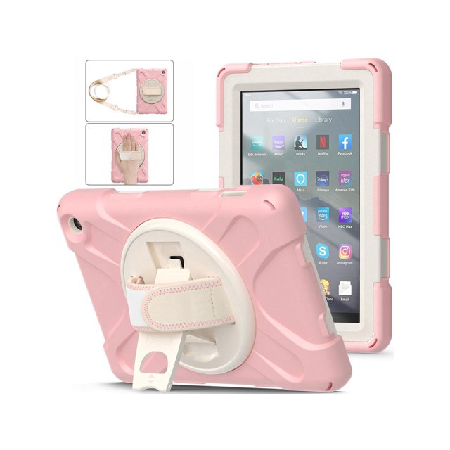 Amazon All-New Kindle Fire 7 Tablet (12th Generation, 2022 Release) Case Heavy Duty Shockproof Protective Case for All-New Kindle Fire 7 inch with Stand, Handle Hand Strap & Shoulder Strap