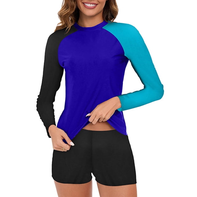 CFLVAEK Womens One Piece Rash Guard Swimsuits with Long Sleeves UPF 50 Protection Front Zip Surfing Suit Tummy Control Boy Leg Swim Suit Active Slim Fit Workout Swimwear