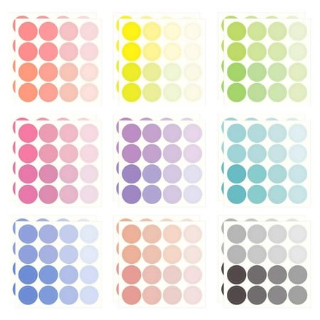 Monolike Autocollants Ronds - Autocollants Round Dot Solides Petite Taille Ensemble 9 Types d'Autocollants 18 Feuilles