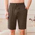 thumbnail image 4 of yoeyez Mens Athletic Shorts 7 Inch Inseam,Men's Solid Color Elastic Waist Button Shorts Casual Beach Shorts Summer Shorts Breathable Daily Basic Pants With Pockets Brown,S, 4 of 6