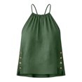 thumbnail image 3 of Pounoo Women's Linen Tank Tops Halter Neck Sleeveless Side Button Casual Tops Summer Breathable Loose Fit Tunics Gift, 3 of 8