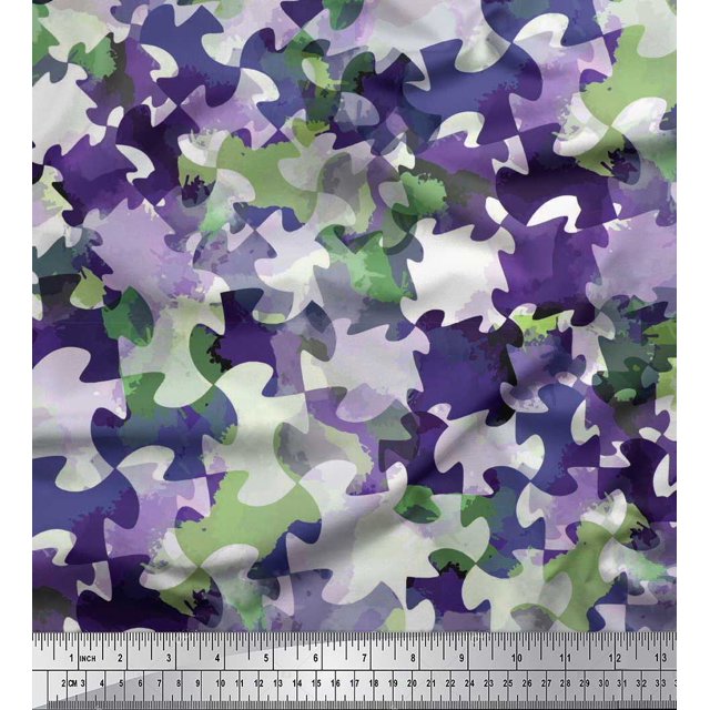 Soimoi Cotton Poplin Fabric Two Tone Camouflage Print Sewing Fabric Yard 56 Inch Wide