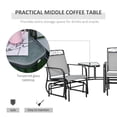 thumbnail image 4 of Outsunny Outdoor Glider Bench with Coffee Table, Patio 2-Seat Rocking Chair Swing Loveseat with Breathable Sling for Backyard Garden Porch, Light Grey, 4 of 10