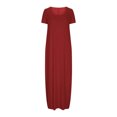thumbnail image 3 of Annhoo Robes d'Été Grande Taille pour Femmes Col Rond Manches Courtes Robe Maxi Décontractée Ample Couleur Unie Longue Robe, 3 of 5