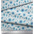 thumbnail image 2 of Soimoi Moss Georgette Fabric Leaves & Cosmos Floral Decor Fabric Printed Yard 42 Inch Wide, 2 of 3