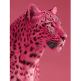 thumbnail image 1 of Pink Leopard Portrait Canvas Wall Art 15.75x11.81 Inches, 1 of 8