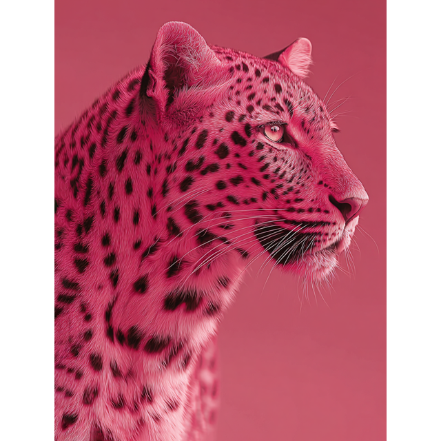 Pink Leopard Portrait Canvas Wall Art 15.75x11.81 Inches