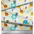 thumbnail image 2 of Soimoi Modal Satin Fabric Floral,Bird & Animal Cartoon Fabric Prints by Yard 42 Inch Wide, 2 of 3