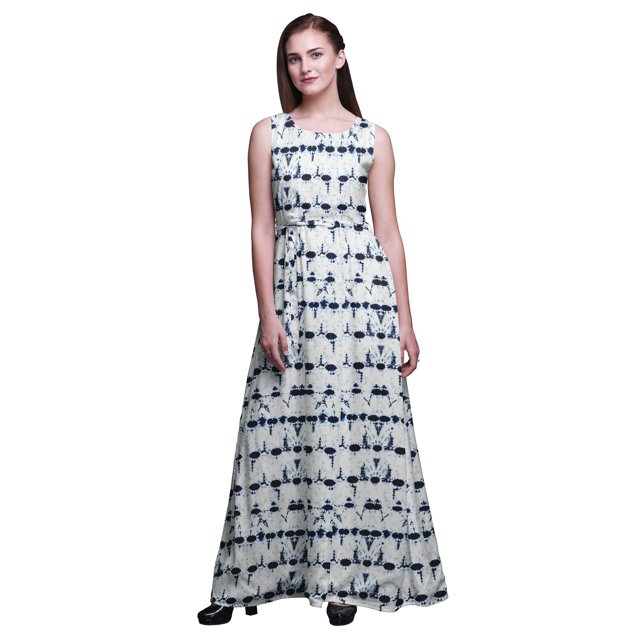 Bimba Robe Longue Sans Manches pour Femmes à Imprimé Shibori Style Chic Maxi-Robe-Petit