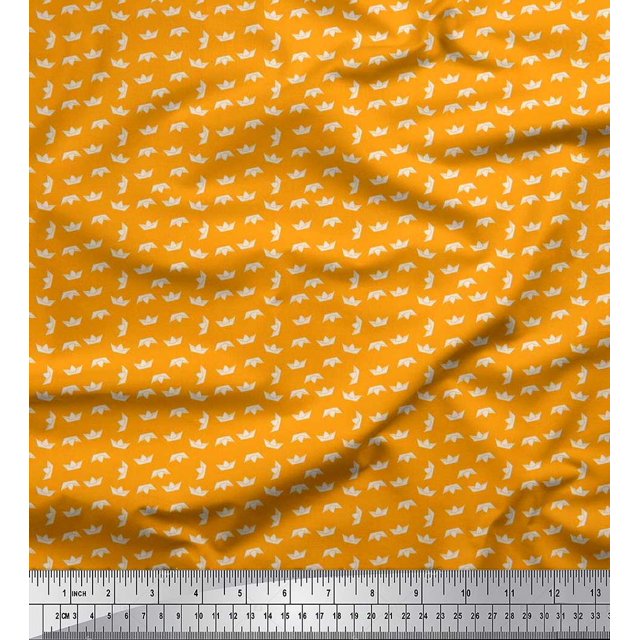 Soimoi Poly Georgette Fabric Paper Boat Art & Craft Fabric Prints by Yard 42 Inch Wide
